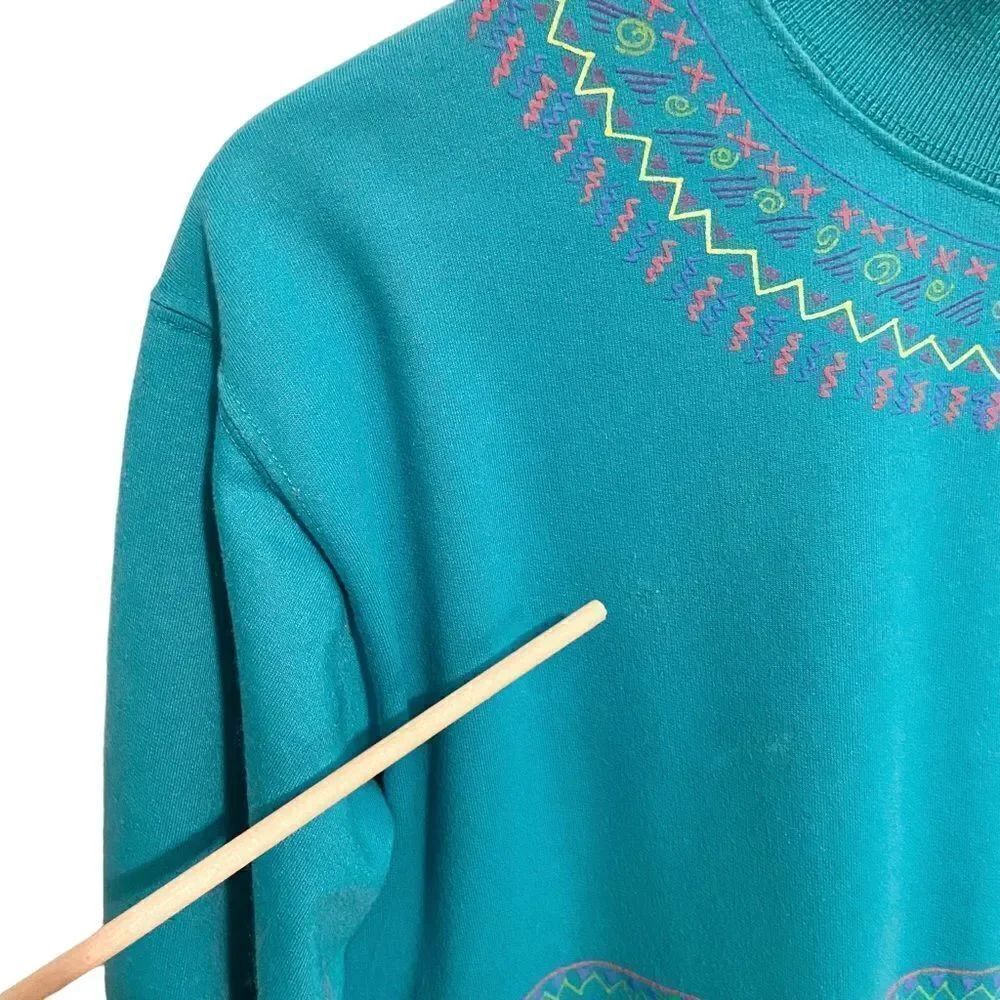 Vintage 90's Blast Yoke Patterned Elbow Length Sleeve Mock Neck Sweater in Small - Picture 11 of 11